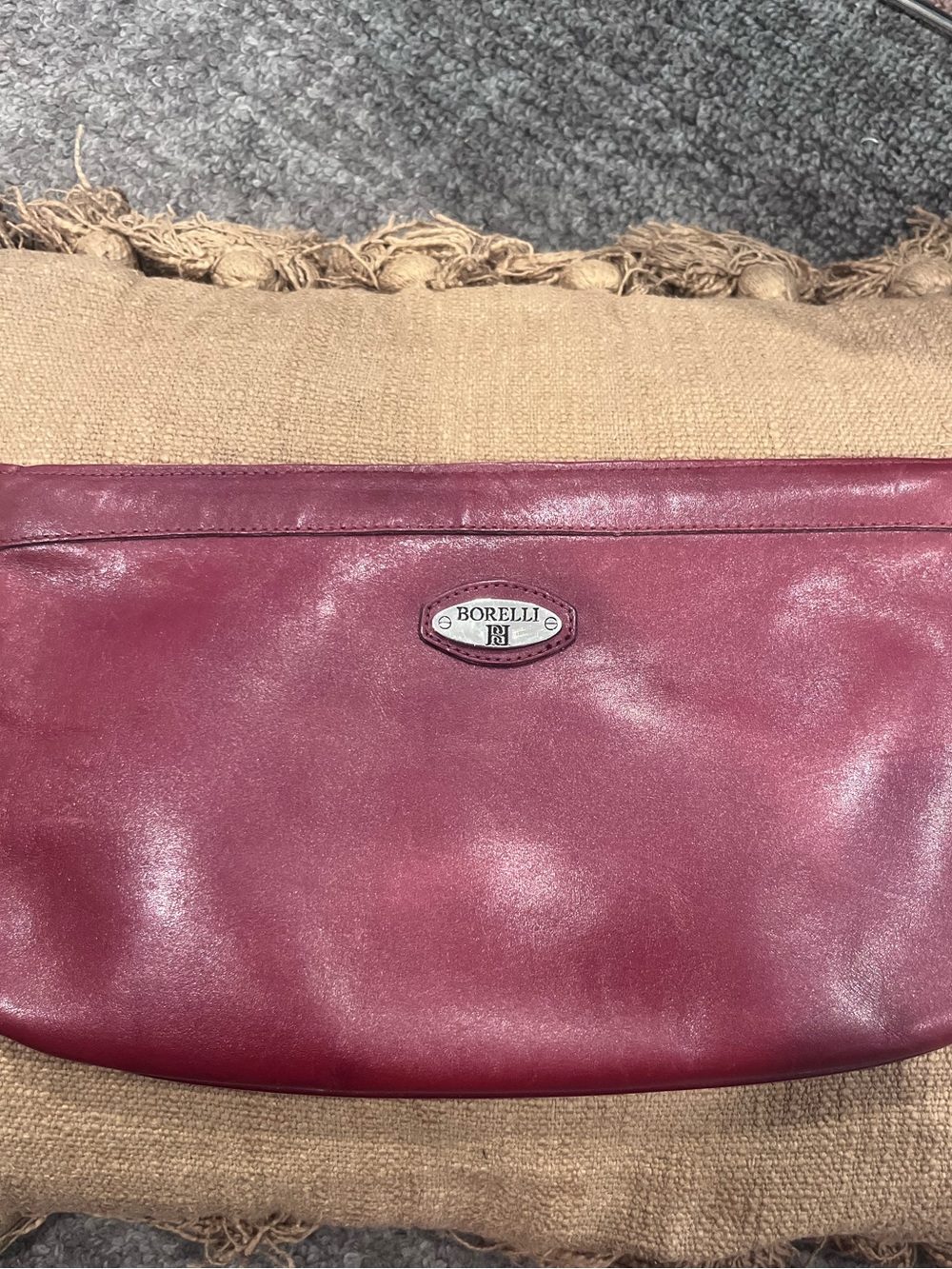 Vintage Borelli Burgundy Leather clutch Bag